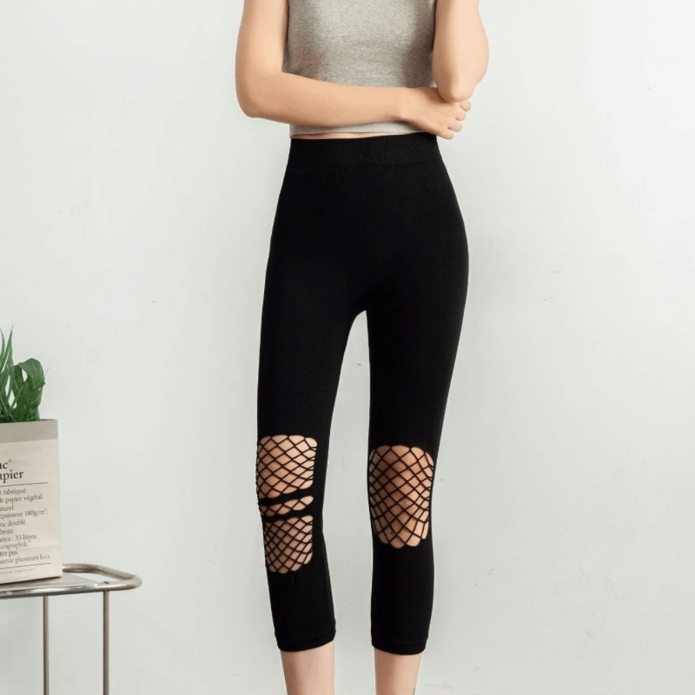 Yoga & Fitness Center - 新しい中空デザインの女性用メッシュレギンス、通気性のある透かし彫りメッシュヨガパンツ、ハイウエストストレッチカジュアルレギンス、女性用ウェア