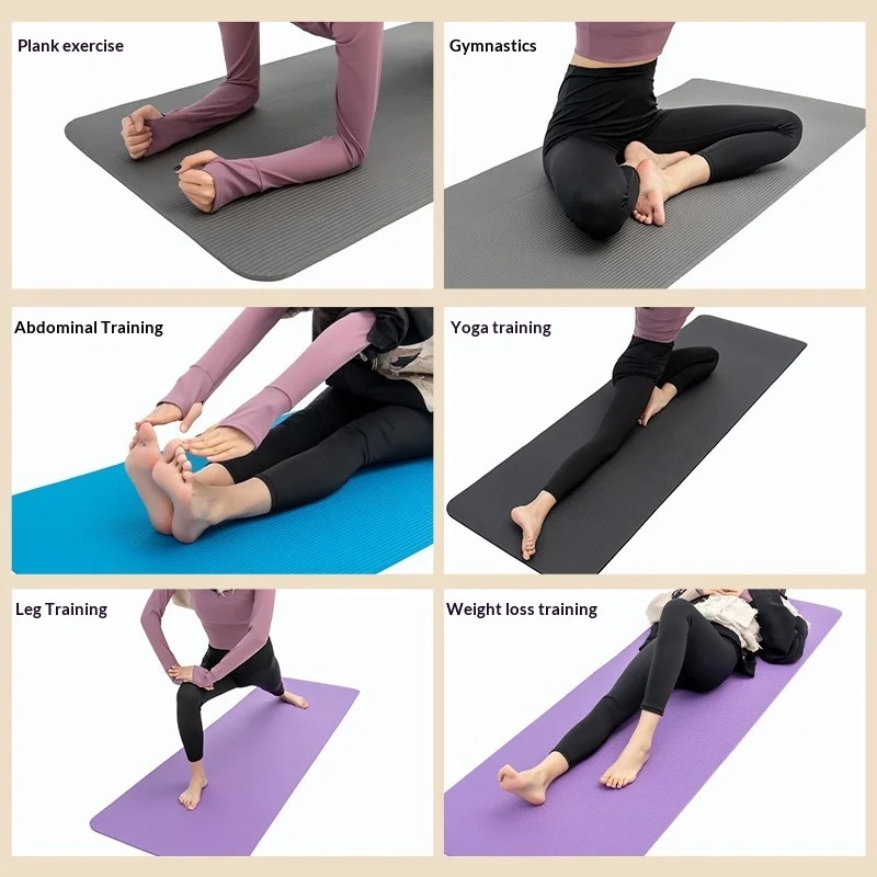 Yoga Of Fitness Mat - 特厚滑り止めヨガマット、衝撃吸収、幅広ピラティスフィットネスワークアウトマット、ホームジム、女性男性用、環境に優しいピンク