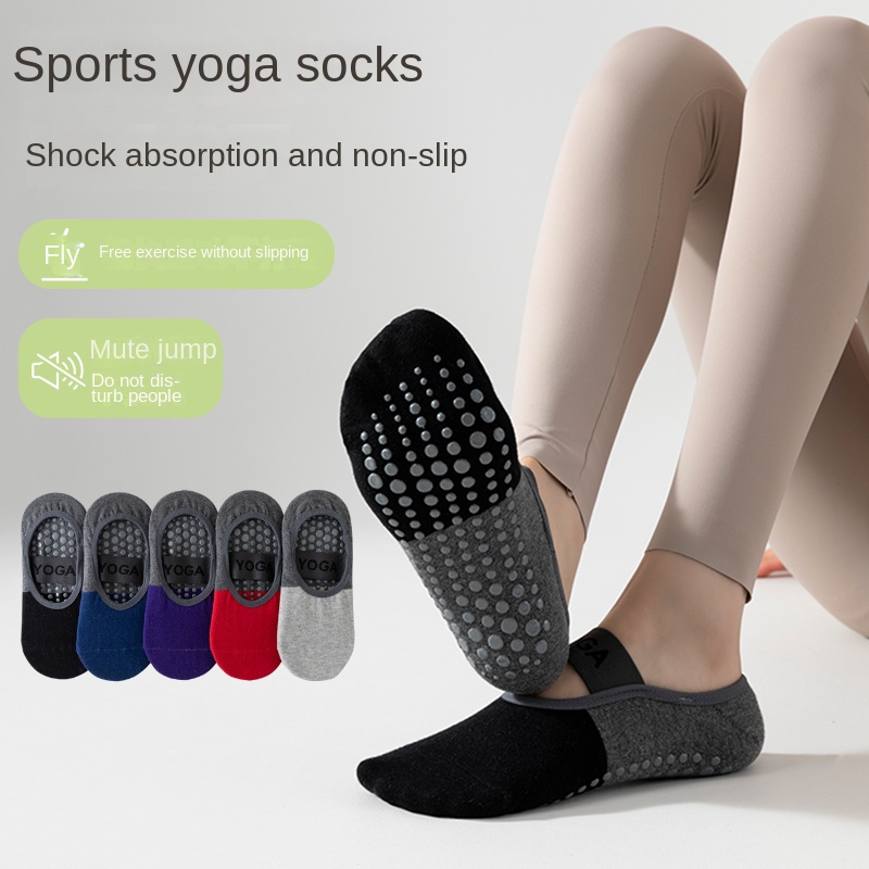 Yoga & Fitness Center - 5足組 クロスボーダー プロ仕様 ヨガソックス、コットンストラップ付きシリコン滑り止め ピラティス フィットネス