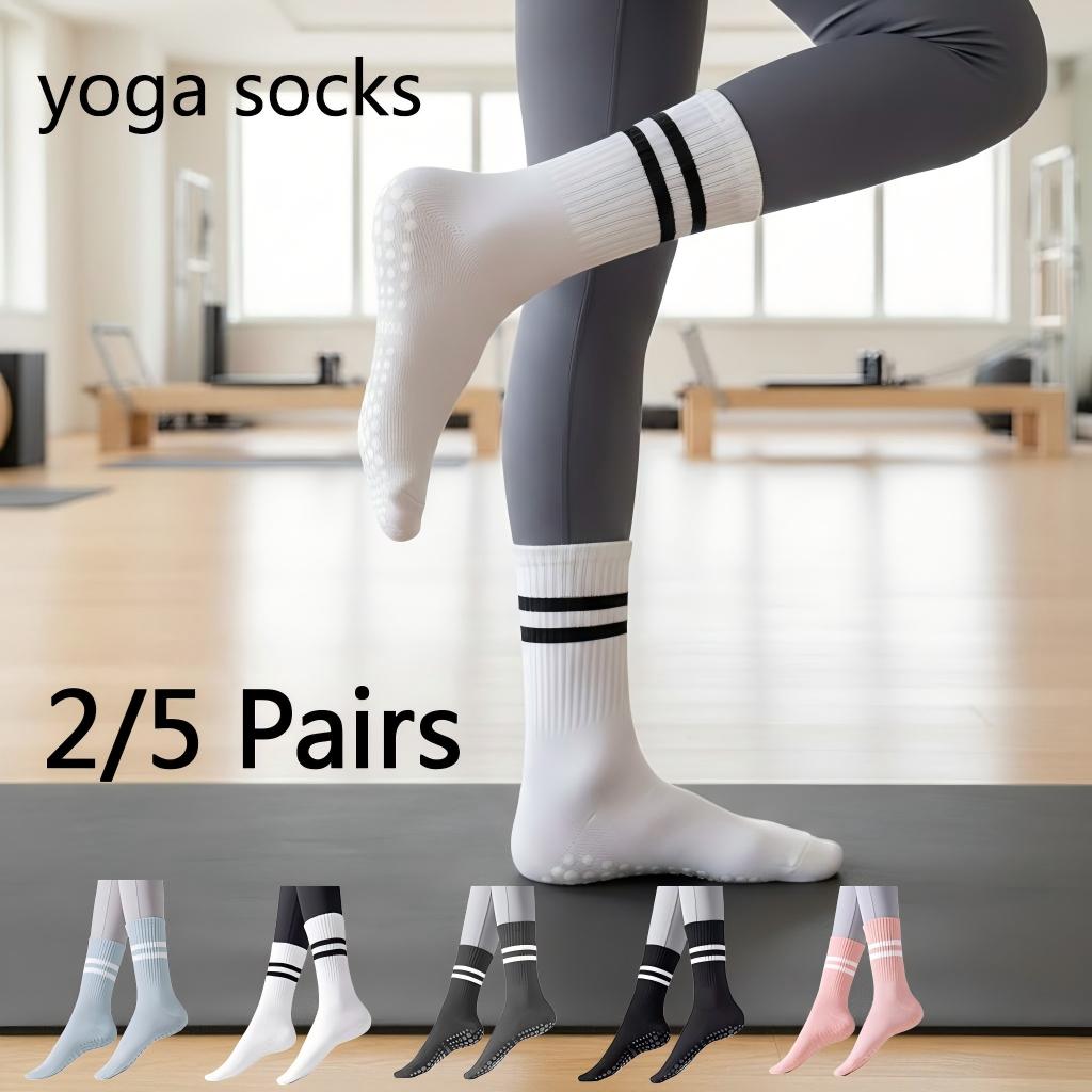 Yoga Dance & Fitness Center Llc - 女性用ノンスリップヨガソックス、グリップ付きピラティスソックス、2/5足セット、ダンス、バレ、ジム、フィットネスワークアウト用滑り止めソックス