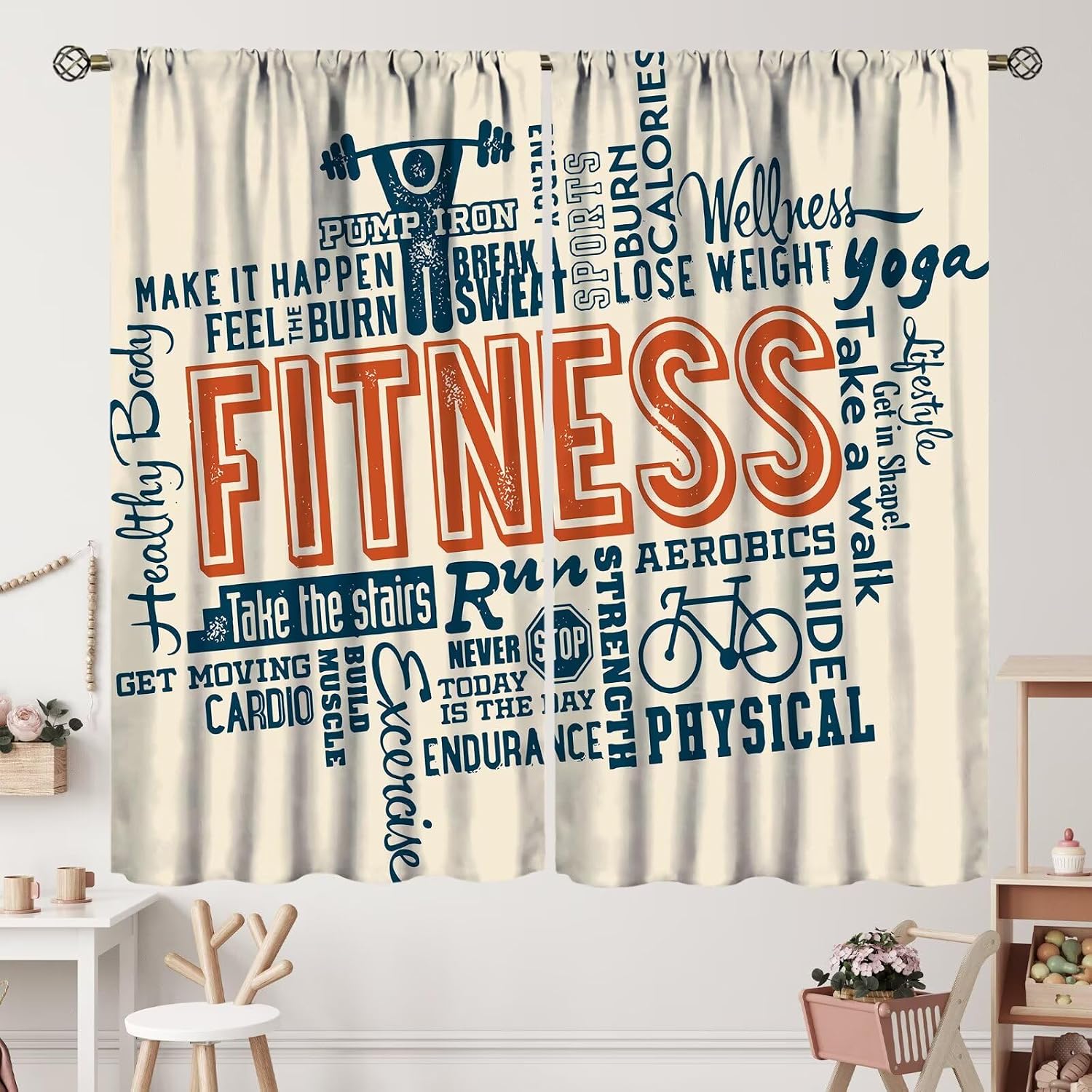 Yoga Fitness Hotel - 大型フィットネスワークアウトモチベーションカーテンバナー、ホームジム装飾、エクササイズ、ヨガ、スウェット、カーディオ、ウォールアートギフト