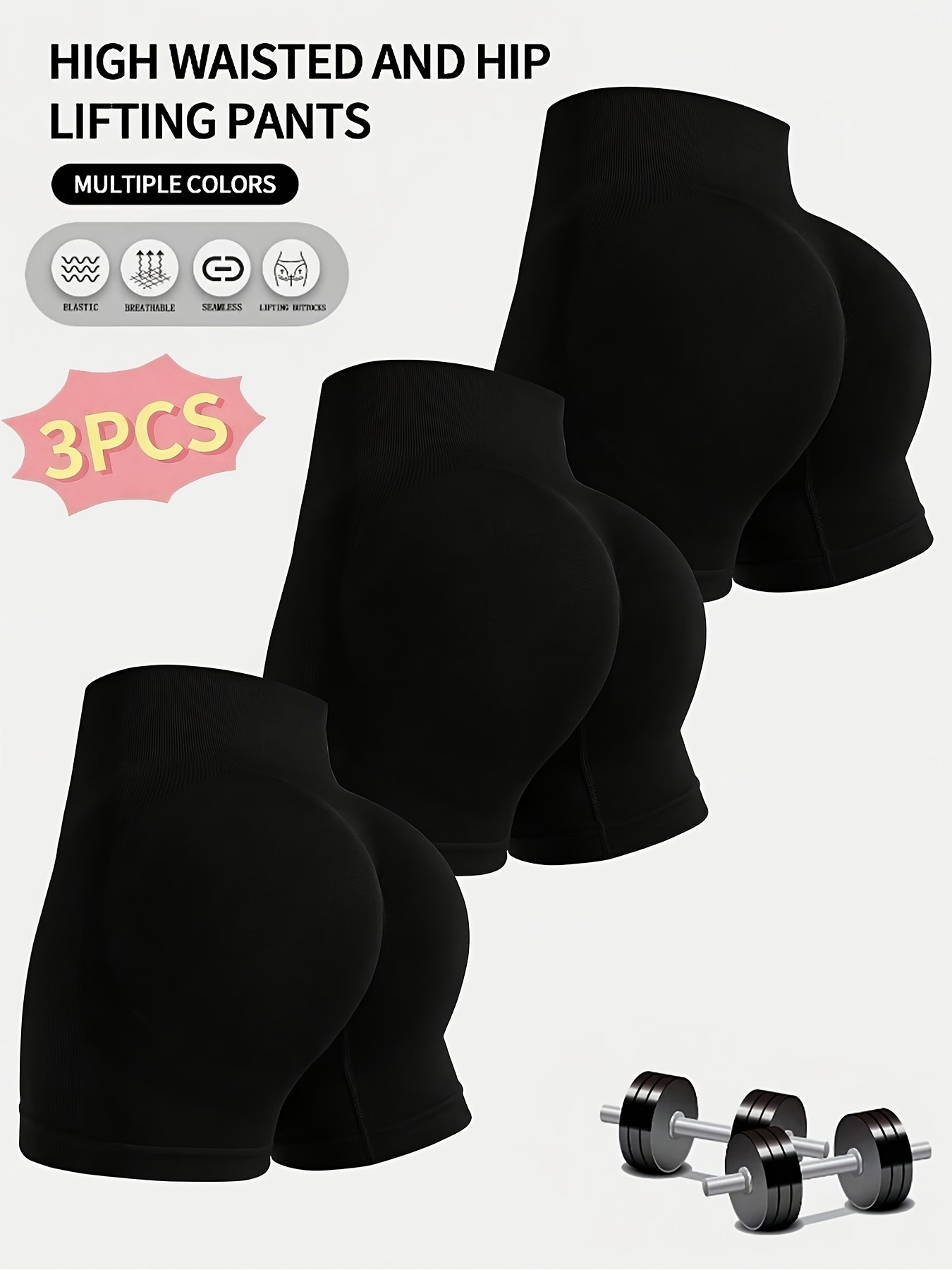 Yoga & Fitness Center - 3 パック女性用ハイウエストヨガショーツ、高伸縮性通気性スリミングワークアウトショーツ