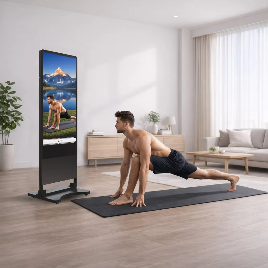 Yoga Fitness Hotel - 43インチ フルHDスマートフィットネスミラー、AIヨガトレーナー、体性感覚インタラクション搭載、家庭およびホテルジム用