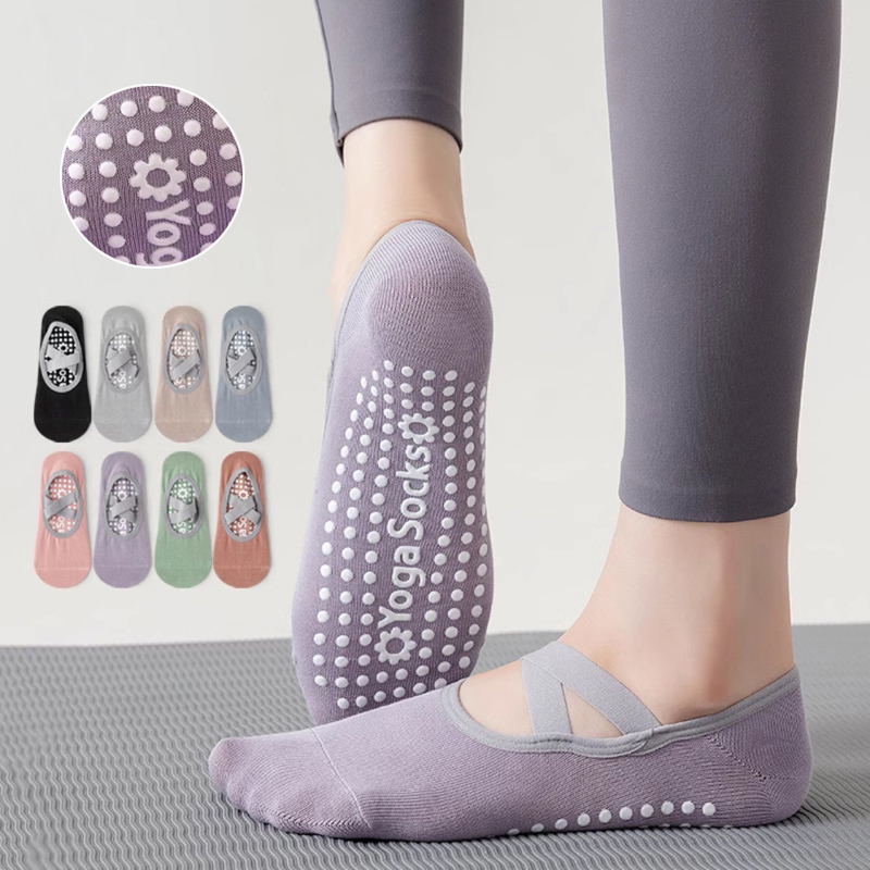 Yoga Dance & Fitness Center Llc - 通気性タオル底ヨガソックス女性シリコーンノンスリップ包帯ピラティス靴下レディースバレエダンスフィットネスワークアウト綿の靴下