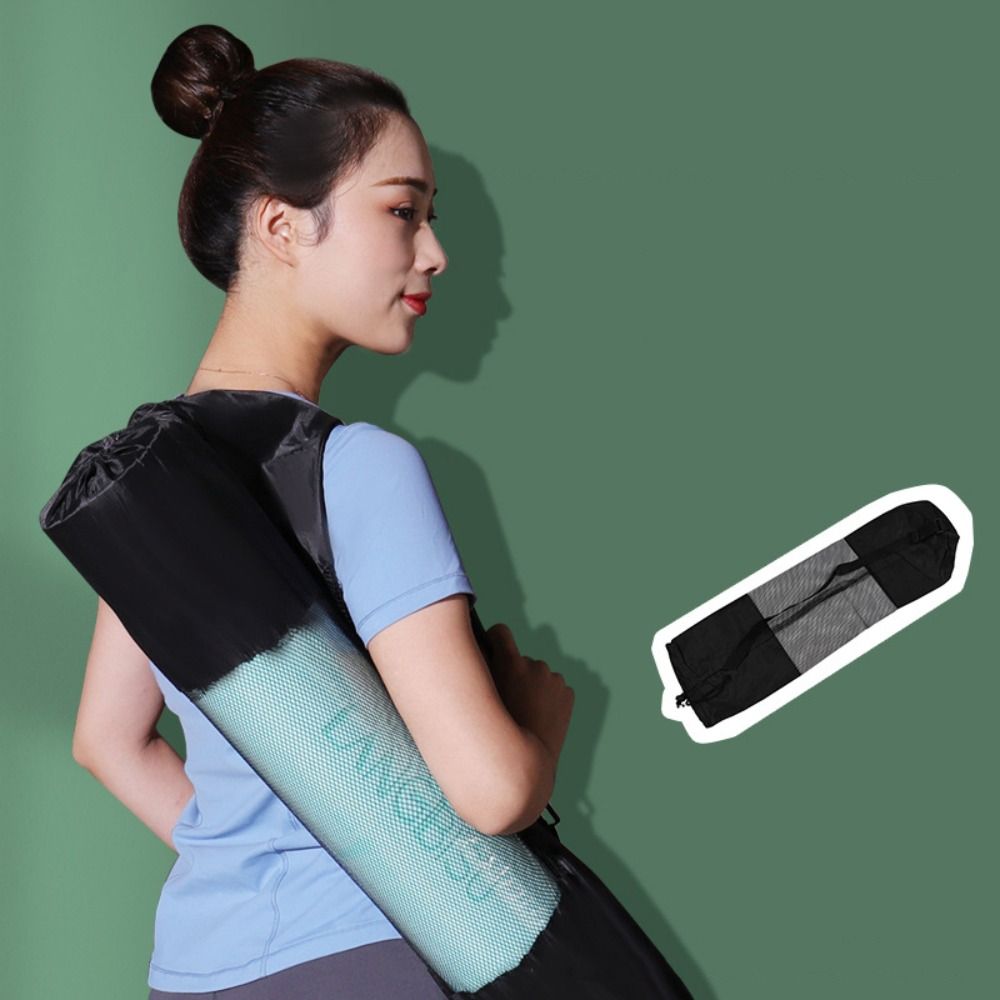 Yoga Of Fitness Mat - 調節可能なショルダーストラップヨガマットバッグ防水ポータブルヨガマットメッシュバッグブラックメッシュ通気性スポーツバッグフィットネス