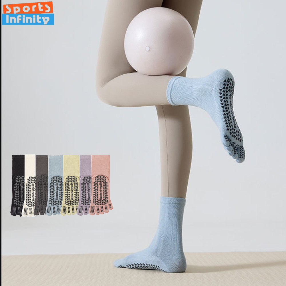 Yoga Dance & Fitness Center Llc - ファッション五本指分割つま先ヨガソックス滑り止め女性用プロフェッショナルソックスピラティスミッドチューブヨガダンスフィットネススポーツソックス