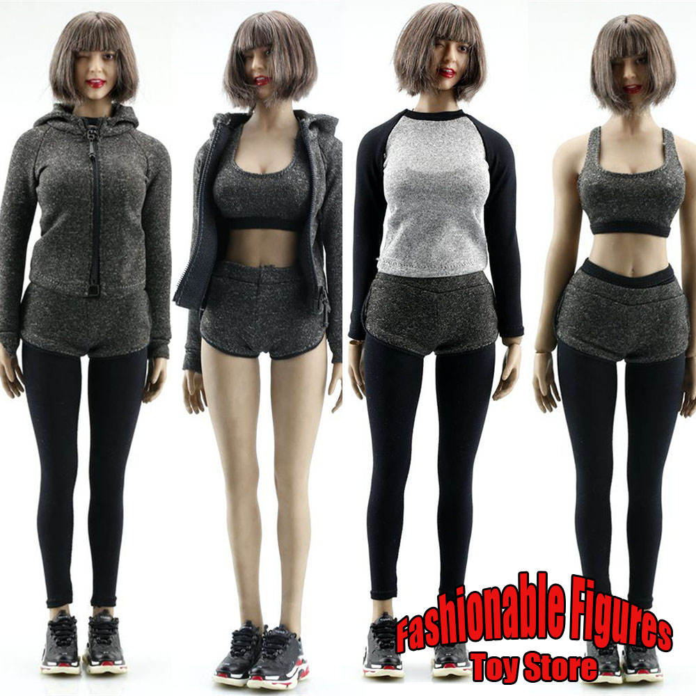 Yoga In Fitness First - 1/6スケール 女性用カジュアル服 ヨガスーツ グレー フィットネススーツ グレーベスト
