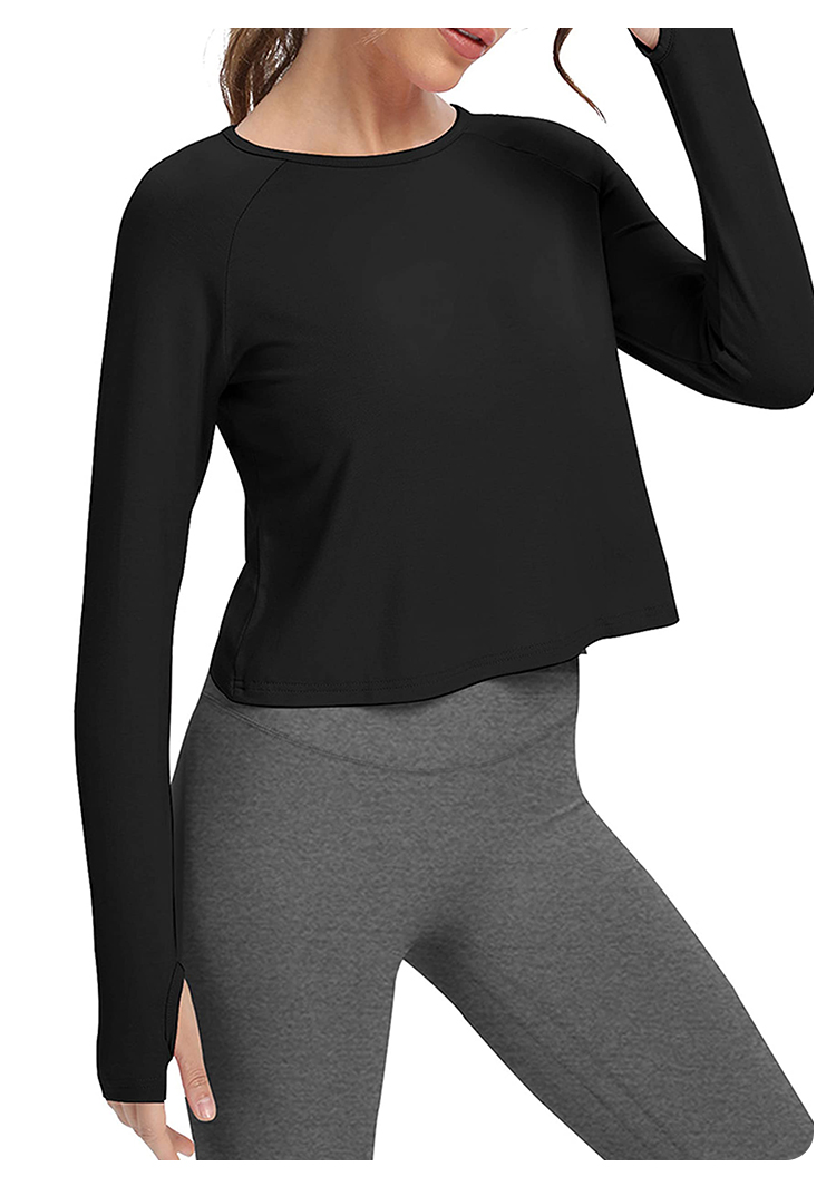 女性用長袖ヨガベスト速乾性通気性スポーツトップ O ネックス - Yoga & Fitness Center のレビューと価格