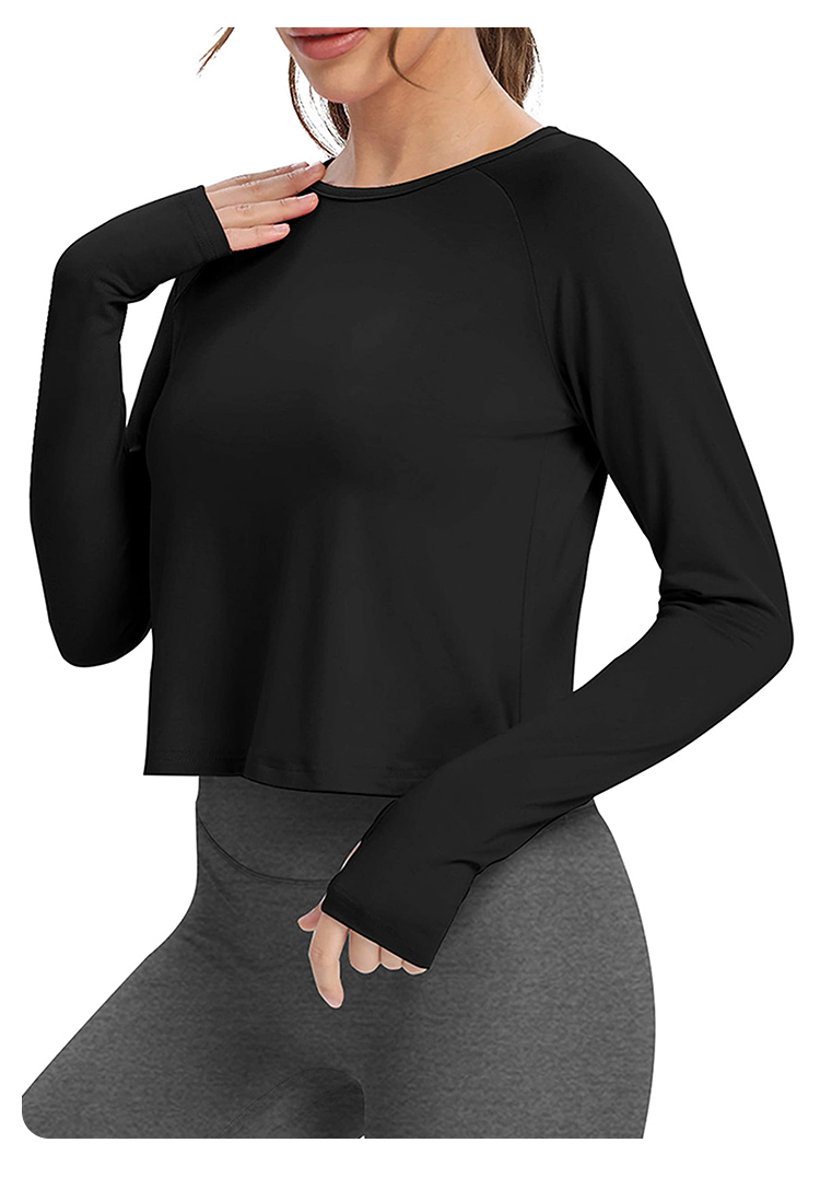 女性用長袖ヨガベスト速乾性通気性スポーツトップ O ネックス - Yoga & Fitness Center のレビューと価格