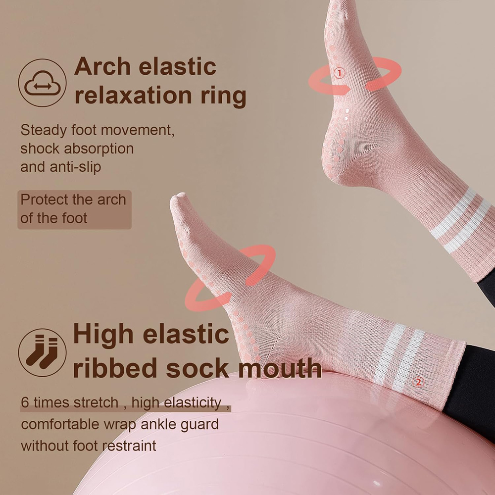女性用グリップ付きヨガピラティスソックス、滑り止めグリップコ - Yoga Dance & Fitness Center Llc のレビューと価格