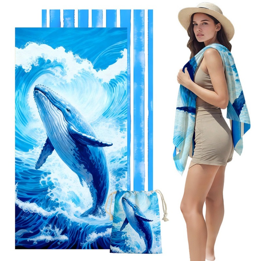 フィッシュテールプリントビーチタオルと収納バッグ 31x63 - Yoga Of Fitness Mat のレビューと価格