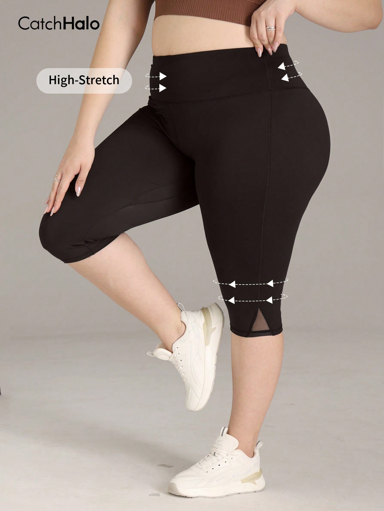 レディース プラスサイズ ジム用レギンス メッシュ切り替え  - Yoga Fitness Workout のレビューと価格