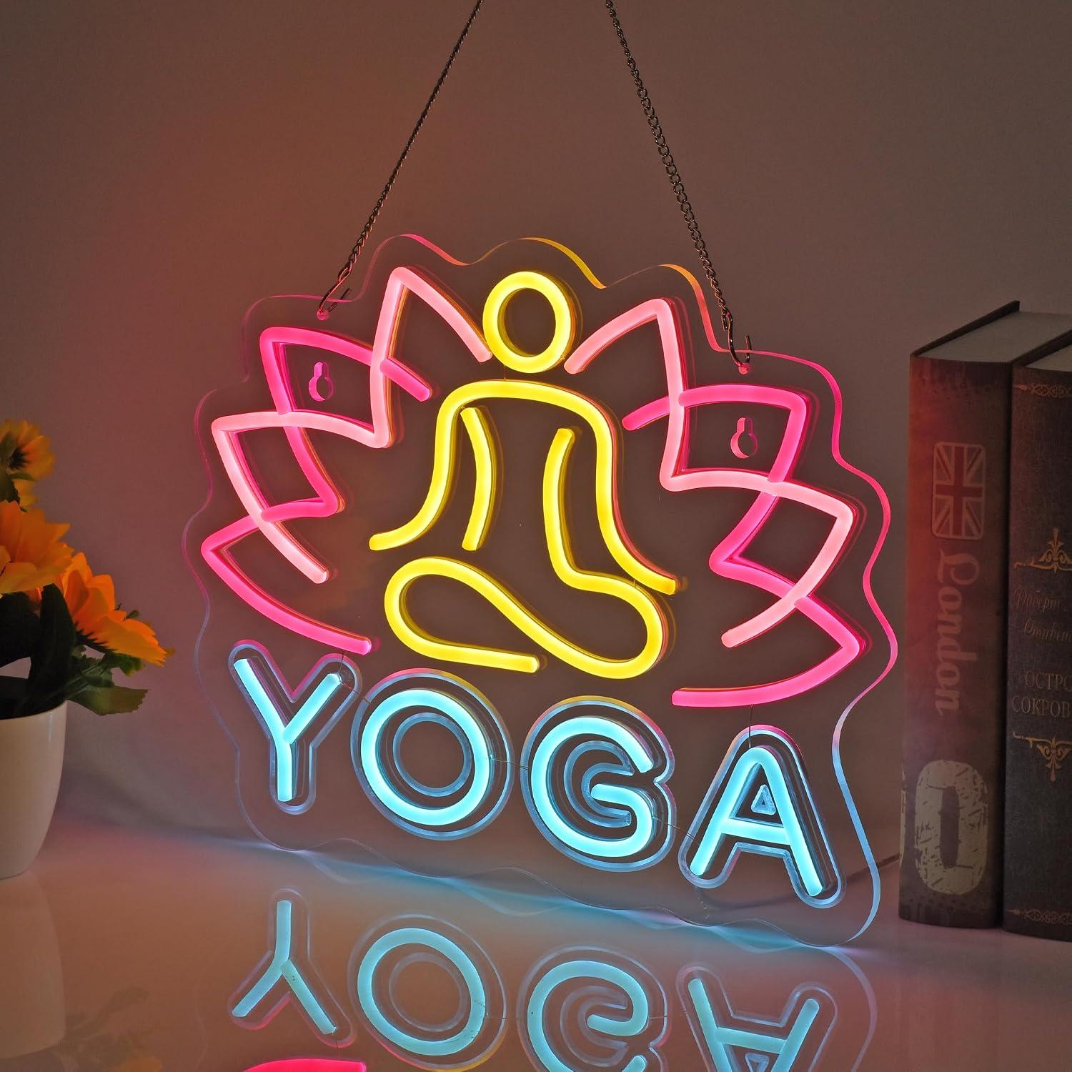 ヨガネオンサイン調光可能なLEDネオンライト、ヨガスタジオ、 - Yoga Fitness Room のレビューと価格