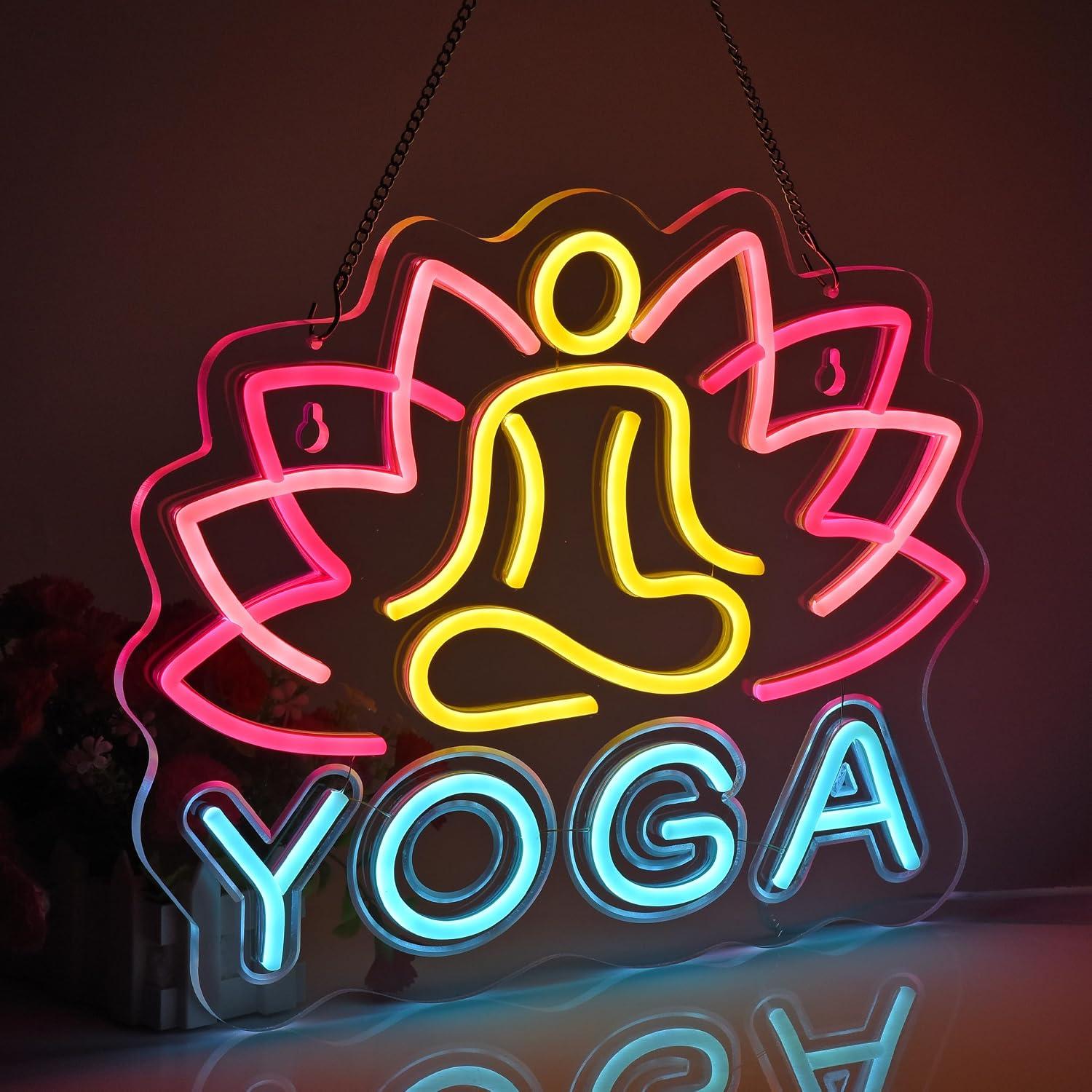 ヨガネオンサイン調光可能なLEDネオンライト、ヨガスタジオ、 - Yoga Fitness Room のレビューと価格