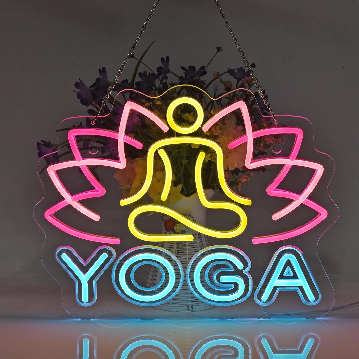 ヨガネオンサイン調光可能なLEDネオンライト、ヨガスタジオ、 - Yoga Fitness Room のレビューと価格