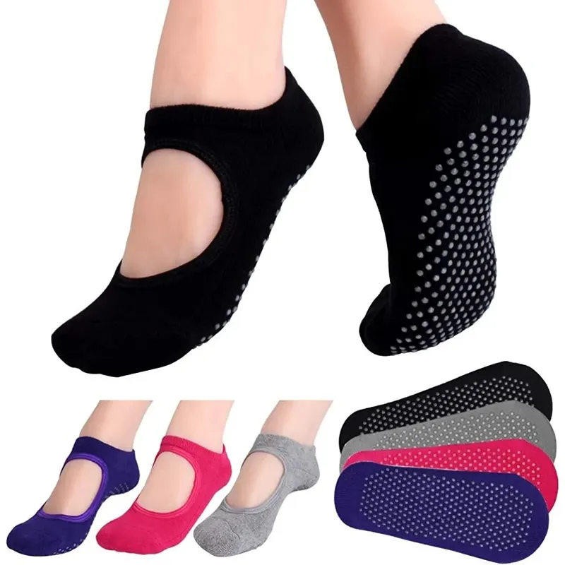 バックレスノンスリップフィットネスヨガソックス綿女性スポーツ - Yoga Dance & Fitness Center Llc のレビューと価格